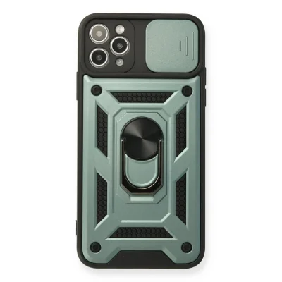 BUĞZ İphone 11 Pro Max Kılıf Pars Lens Yüzüklü Silikon - Yeşil