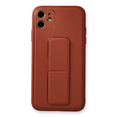 BUĞZ İphone 12 Kılıf Coco Deri Standlı Kapak - Fuşya