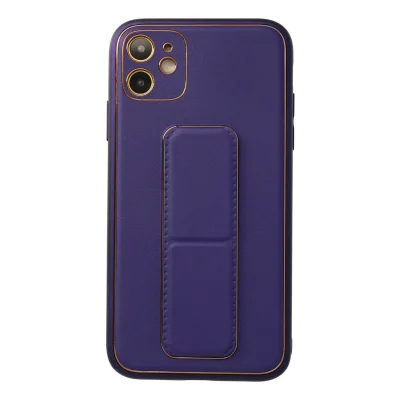 BUĞZ İphone 12 Kılıf Coco Deri Standlı Kapak - Mor