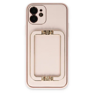 BUĞZ İphone 12 Kılıf Coco Elit Kapak - Pudra