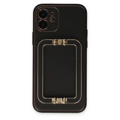 BUĞZ İphone 12 Kılıf Coco Elit Kapak - Siyah