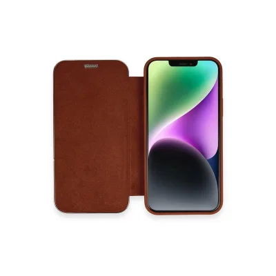 BUĞZ İphone 12 Kılıf Dolpin Kapaklı - Kahverengi