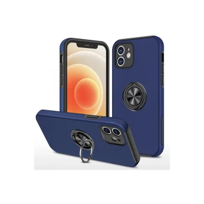 BUĞZ İphone 12 Kılıf Elit Yüzüklü Kapak - Lacivert