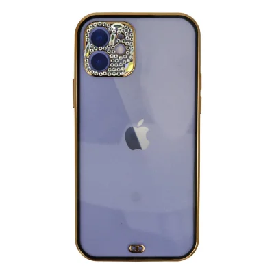 BUĞZ İphone 12 Kılıf Liva Taşlı Silikon - Siyah