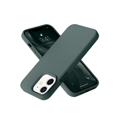 BUĞZ İphone 12 Kılıf Nano İçi Kadife Silikon - Koyu Yeşil