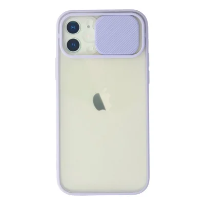 BUĞZ İphone 12 Kılıf Palm Buzlu Kamera Sürgülü Silikon - Lila