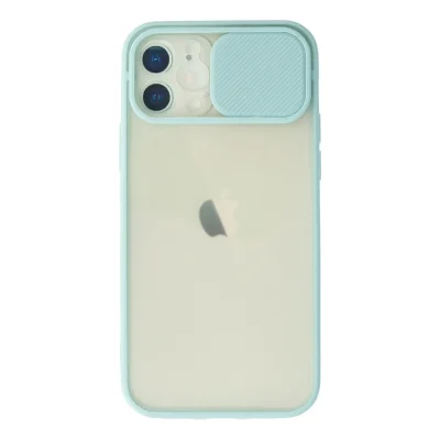 BUĞZ İphone 12 Kılıf Palm Buzlu Kamera Sürgülü Silikon - Turkuaz