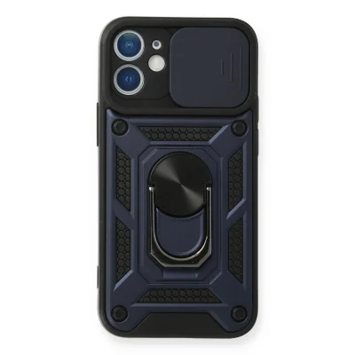 BUĞZ İphone 12 Kılıf Pars Lens Yüzüklü Silikon - Lacivert