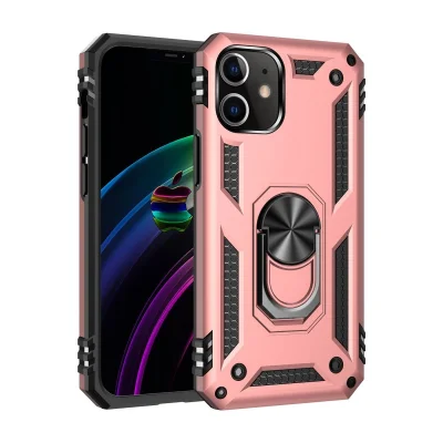 BUĞZ İphone 12 Mini Kılıf Sofya Yüzüklü Silikon Kapak - Rose