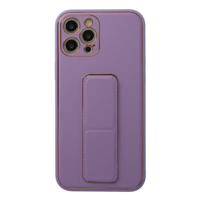BUĞZ İphone 12 Pro Kılıf Coco Deri Standlı Kapak - Lila