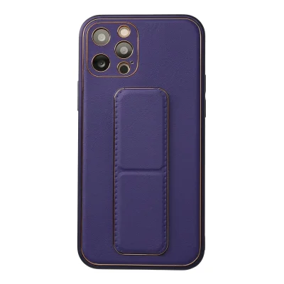 BUĞZ İphone 12 Pro Kılıf Coco Deri Standlı Kapak - Mor