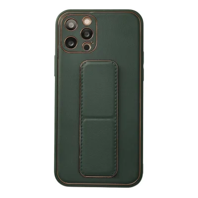 BUĞZ İphone 12 Pro Kılıf Coco Deri Standlı Kapak - Yeşil