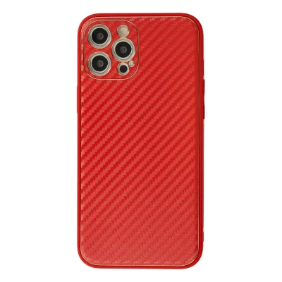 BUĞZ İphone 12 Pro Kılıf Coco Karbon Silikon - Kırmızı