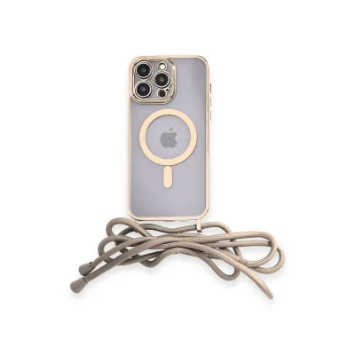 BUĞZ İphone 12 Pro Kılıf Divo Lazer Askılı Magsafe Kapak - Gold