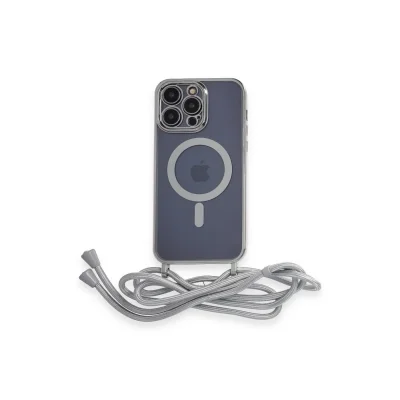 BUĞZ İphone 12 Pro Kılıf Divo Lazer Askılı Magsafe Kapak - Gümüş