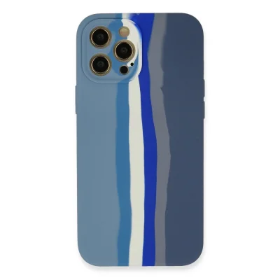 BUĞZ İphone 12 Pro Kılıf Ebruli Lansman Silikon - Mavi-gri