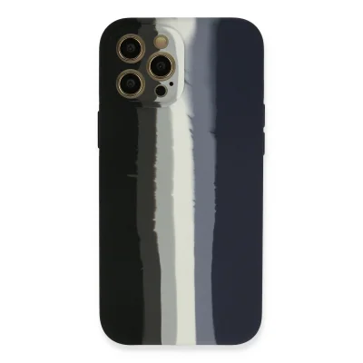 BUĞZ İphone 12 Pro Kılıf Ebruli Lansman Silikon - Siyah-lacivert
