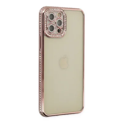 BUĞZ İphone 12 Pro Kılıf Joke Taşlı Silikon - Pembe