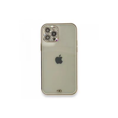 BUĞZ İphone 12 Pro Kılıf Liva Taşlı Silikon - Beyaz