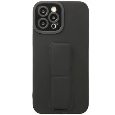 BUĞZ İphone 12 Pro Kılıf Mega Standlı Silikon - Siyah