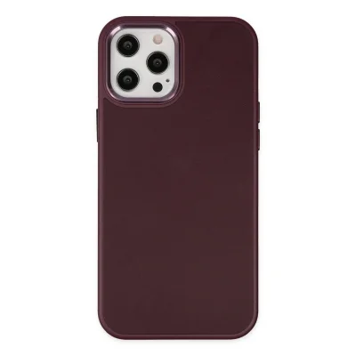 BUĞZ İphone 12 Pro Max Kılıf Asya Deri Silikon - Mürdüm