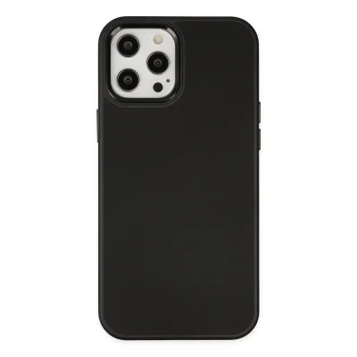 BUĞZ İphone 12 Pro Max Kılıf Asya Deri Silikon - Siyah