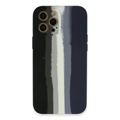 BUĞZ İphone 12 Pro Max Kılıf Ebruli Lansman Silikon - Siyah-lacivert