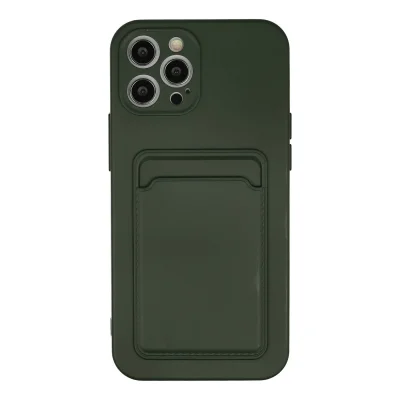 BUĞZ İphone 12 Pro Max Kılıf Kelvin Kartvizitli Silikon - Koyu Yeşil