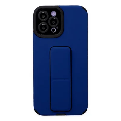 BUĞZ İphone 12 Pro Max Kılıf Mega Standlı Silikon - Mavi