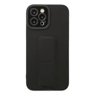 BUĞZ İphone 12 Pro Max Kılıf Mega Standlı Silikon - Siyah