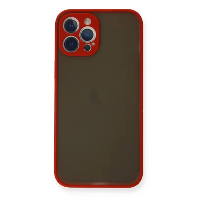 BUĞZ İphone 12 Pro Max Kılıf Montreal Silikon Kapak - Kırmızı