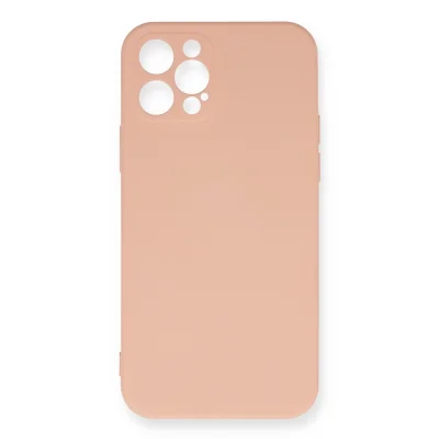 BUĞZ İphone 12 Pro Max Kılıf Nano İçi Kadife Silikon - Pudra