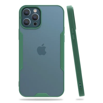 BUĞZ İphone 12 Pro Max Kılıf Platin Silikon - Yeşil