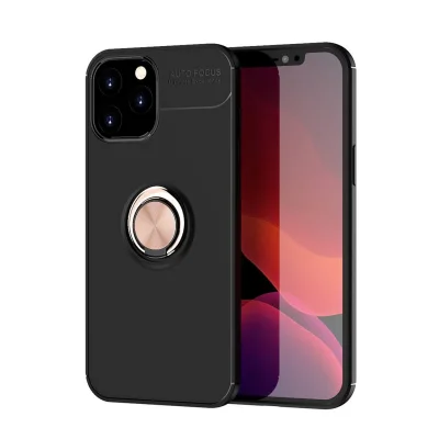 BUĞZ İphone 12 Pro Max Kılıf Range Yüzüklü Silikon - Siyah-gold