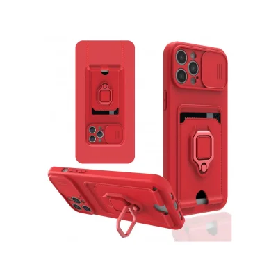 BUĞZ İphone 12 Pro Max Kılıf Zuma Kartvizitli Yüzüklü Silikon - Kırmızı