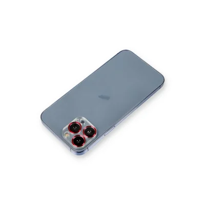 BUĞZ İphone 12 Pro Metal Kamera Lens Koruma Cam - Kırmızı