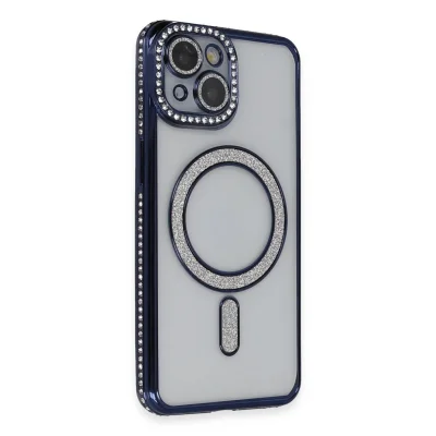 BUĞZ İphone 13 Kılıf Joke Simli Magneticsafe Kılıf - Lacivert