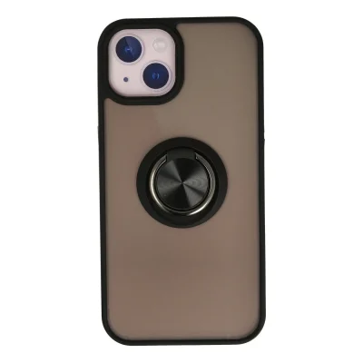 BUĞZ İphone 13 Kılıf Montreal Yüzüklü Silikon Kapak - Siyah