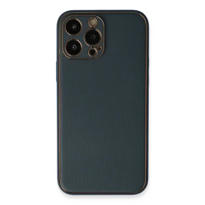 BUĞZ İphone 13 Pro Kılıf Coco Deri Silikon Kapak - Mavi