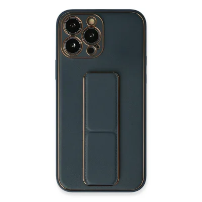 BUĞZ İphone 13 Pro Kılıf Coco Deri Standlı Kapak - Mavi