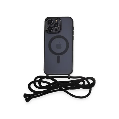 BUĞZ İphone 13 Pro Kılıf Divo Lazer Askılı Magsafe Kapak - Siyah