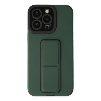 BUĞZ İphone 13 Pro Kılıf Mega Standlı Silikon - Yeşil