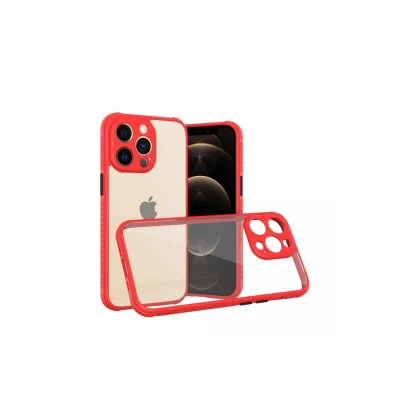 BUĞZ İphone 13 Pro Kılıf Miami Şeffaf Silikon - Kırmızı