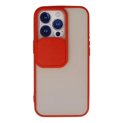 BUĞZ İphone 13 Pro Kılıf Palm Buzlu Kamera Sürgülü Silikon - Kırmızı