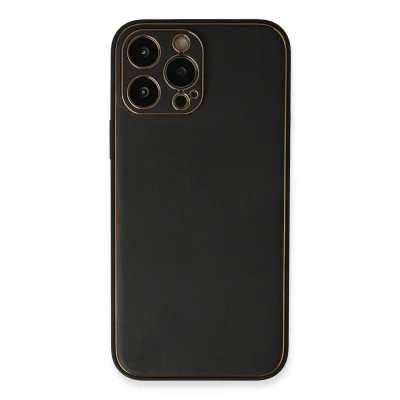 BUĞZ İphone 13 Pro Max Kılıf Coco Deri Silikon Kapak - Siyah