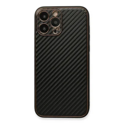BUĞZ İphone 13 Pro Max Kılıf Coco Karbon Silikon - Siyah