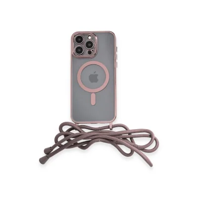 BUĞZ İphone 13 Pro Max Kılıf Divo Lazer Askılı Magsafe Kapak - Pembe