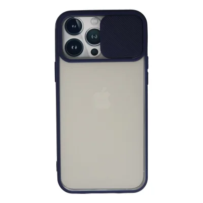 BUĞZ İphone 13 Pro Max Kılıf Palm Buzlu Kamera Sürgülü Silikon - Lacivert