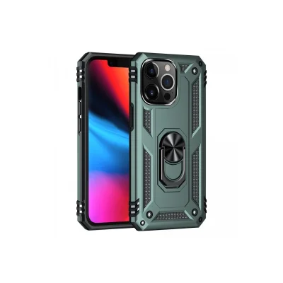 BUĞZ İphone 13 Pro Max Kılıf Sofya Yüzüklü Silikon Kapak - Yeşil