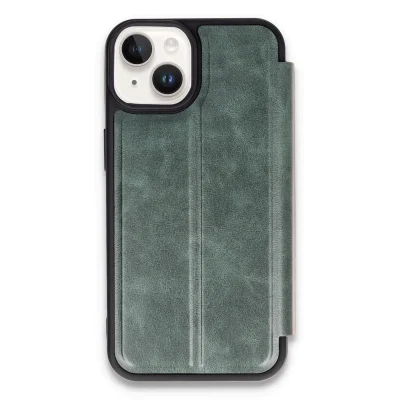 BUĞZ İphone 14 Kılıf Flip Cover - Koyu Yeşil